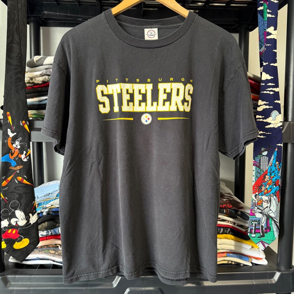 Y2K Black Pittsburgh Steelers NFL Graphic Tee Large Light Mark